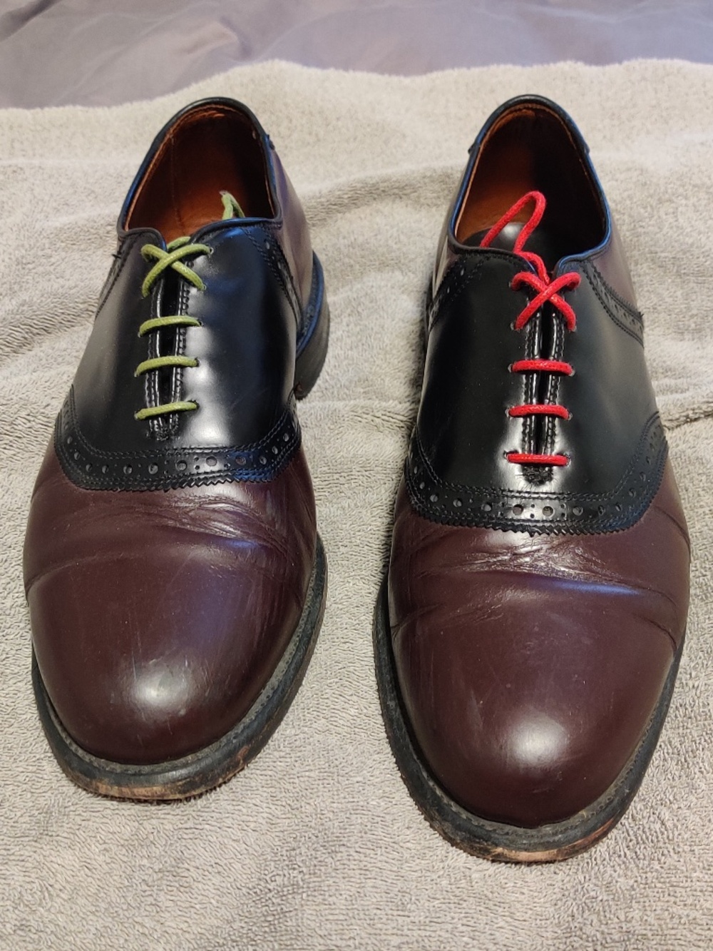 Allen Edmonds Shelton Oxfords 10.5 Mahogany-Brown/Black Dress Shoes